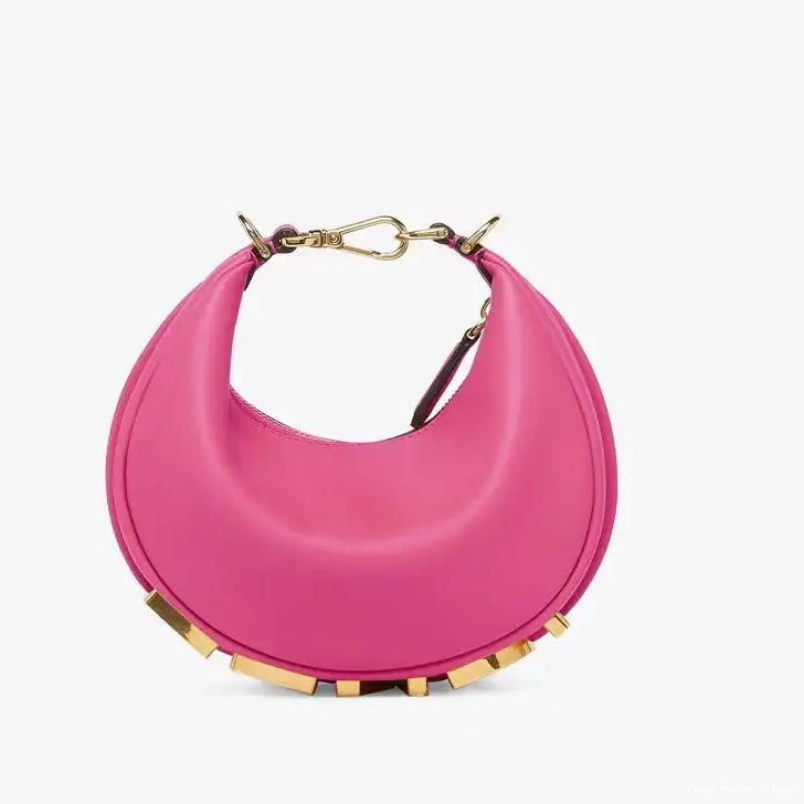 Affordable Fendi Fendigraphy Bag Rose Mini Hobo Calf In Leather 0419